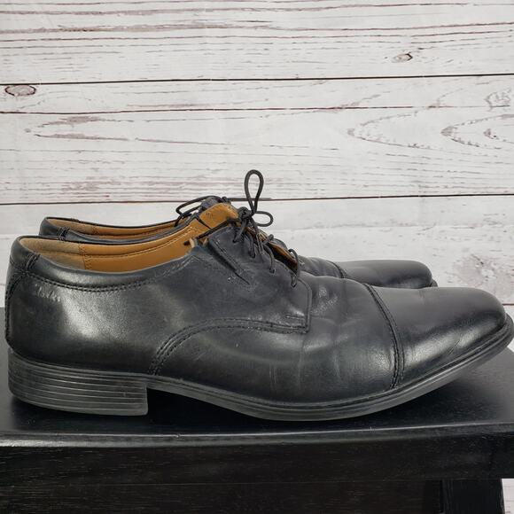 Clarks Collection Men's Black Leather Soft Cushion Oxford Shoes Size 11 - Picture 4 of 12